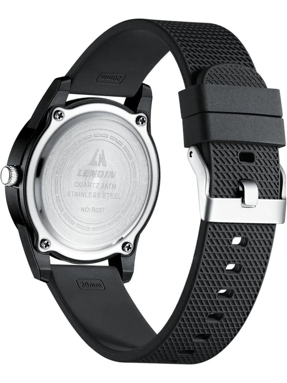 Men's All Black Classic Waterproof Rubber Buckle Analog Quartz Luxury Watch